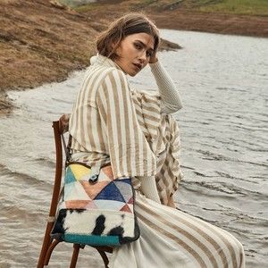 Myra Bag Handmade Chromo Shoulder Bag Upcycled Canvas & Cowhide Leather